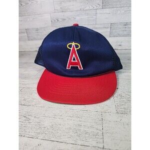 Vintage Anaheim Angels Hat Snapback Cap Mesh Trucker Blue USA MLB Coca Cola